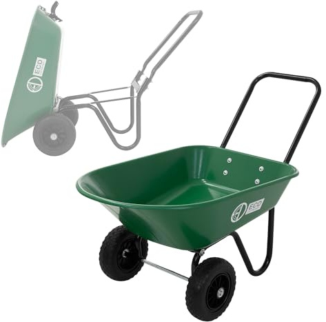 ECD Germany Carriola da Giardino Ribaltabile Capacità 78 L, Capacità di Carico 100 kg, Carrello a Spinta Multiuso per Lavori Edili e Domestici, Resistente Telaio in Acciaio e Vasca in PP 2 Ruote in PU