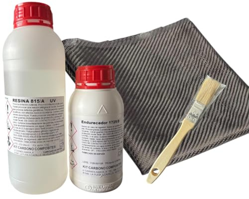 Kit de Réparation en Fibre de Carbone, Kit de Fibre de Carbone et Résine Époxy Grande pour Renforcer et Réparer Automobiles, Motos, Bateaux, Padel, Surf, Vélos 1,35kg + 100x100cm