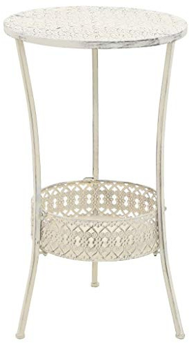 RCODSSK Weißer Bistrotisch Metall 40x70 cm, runder Stehtisch mit Vintage-Stil und Ablage für zusätzlichen Stauraum