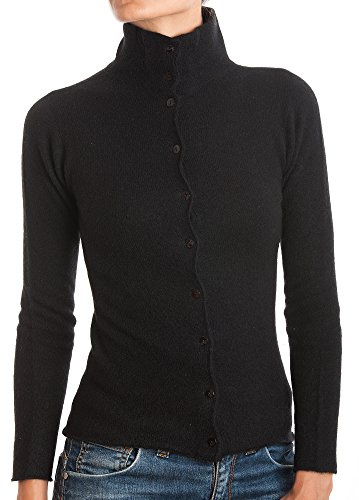 Dalle Piane Cashmere - Jacke mit Knöpfen 100% Kaschmir, Made in Italy - Damen, Farbe: Schwarz, Größe: L