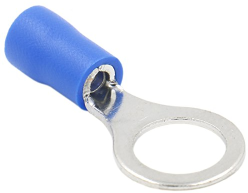 Heschen Ringkabelschuh-Crimpverbinder, Vinyl, isolierter Draht, elektrischer Stecker, RV2–8, Bolzengröße 5/16 Zoll für 1,5–2,5 mm² (16–14 AWG), Blau, 100 Stück