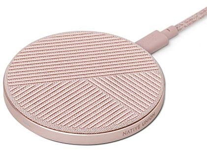 Native Union Drop Cargador Inalámbrico - [Qi Certified] 10W Pad Antideslizante de Carga Rápida para Dispositivos Inalámbricos - Compatible con iPhone 12/12 Pro/12 Pro Max/12 mini/11/11 Pro(Rose)