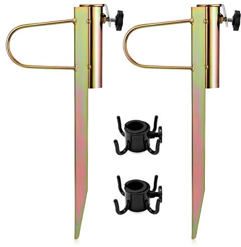 GIKPAL Picchetto di Supporto per Ombrelloni, 2 Pezzi Picchetto Ombrellone in Metallo Antivento per Giardino Spiaggia Balcone, Porta Ombrellone per Palo da 20-35 mm