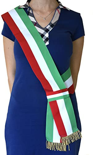 Furlanis T2099_2V25_32 Trikolore Bürgermeister-Stirnband mit Schiebeknoten, Italienische Flagge-100mm x 2.25 m, Polyester Nylon, Dreifarbig, 2,5 MT