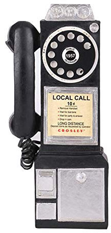 Retro Telephone Landline Ornaments Spin Classic Look At The Dial Public Telephone Wall-mounted Vintage Telephone Piggy Bank Model Retro Booth Home Decoration, Decorations (black)(Color:Type A)