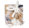 Doudou et Compagnie - Doudou Plat - Lapin Blanc et Beige - Happy Wild - Boite Cadeau - 25 Cm - Idée Cadeau Fille et Garçon - Garantie Doudou Perdu - DC3740
