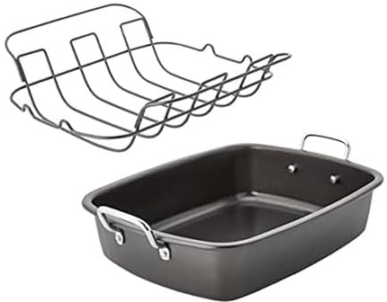 Chicago Metallic Nonstick Roaster with Floating Rack, 18-Inch-by-13-Inch, Black