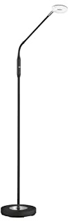 Fischer & Honsel Stehleuchte Dent, 1-flammig, Beweglicher Lichtarm, stufenlos dimmbar und CCT-dimmbar in 3 Stufen (2700 Kelvin / 3350 Kelvin / 4000 Kelvin), Metall, Sandschwarz Chromefarben
