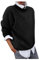 Graceyo Pullover Damen 2 in 1 Optik Langarmshirt Elegante Loose Freizeit Winterpullover Sweatshirt Casual Rundhals Langarm Longshirt Tunika Top Shirt Lang Pulli Winterpulli Sweater Lässige Lose