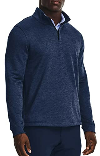 Under Armour Veste polaire avec fermeture éclair 1/4 pour homme, 411 Academy Bleu, Small