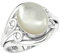 Jeweloporium 925 Silber Ringe für Damen Größe 68(21.6) Weiß Echt Perlmutt mit Stein Solitär Silber Ringe Weihnachten - Geschenk Kostüm Schmuck