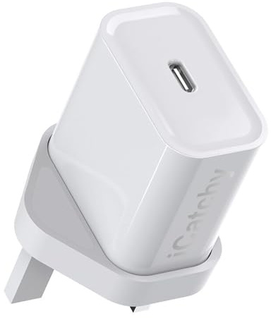 iCatchy USB C Wall Charger Plug – White, 20W, USB C Wall Charger Plug Fast Charging Power Port Compatible with Samsung Galaxy A15 / A05s / A25 / A35 / A55 iPhone 15/15 Pro/15 Pro