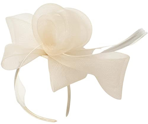 Topkids Accessories Fascinator für Damen - Eleganter Hochzeits-Fascinator mit Stirnband, perfektes Haar-Accessoire für Hochzeitsgäste (Creme)