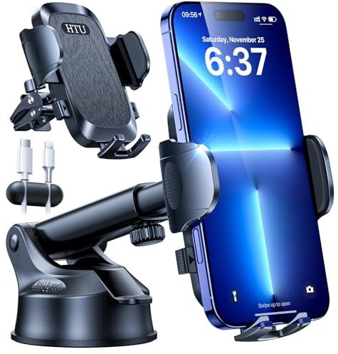 2025 BEST Car Phone Holder [110+LBS Strongest Suction & True Military-Grade]Rotatable Universal Mobile Phone Mount Dashboard Windscreen Vent Cradle Van Accessories for iPhone 16 Pro Max,Dark Black