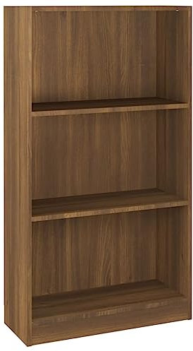 vidaXL Bücherregal mit 3 Fächern Standregal Regal Aktenregal Wandregal Aufbewahrung Bücherschrank Braun Eichen-Optik 60x24x109cm Holzwerkstoff