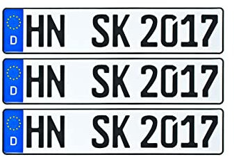 Schilderkröten KFZ-Kennzeichen 520x110mm, DIN-Zertifiziert für Auto und Fahrradträgern (3 Kennzeichen)