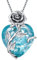OCJ December Birthstone Necklace with Blue Topaz Sterling Silver Rose Flower Pendant Necklace Jewellery Birthday Christmas Valentines Gifts for Women Girls Her Wife
