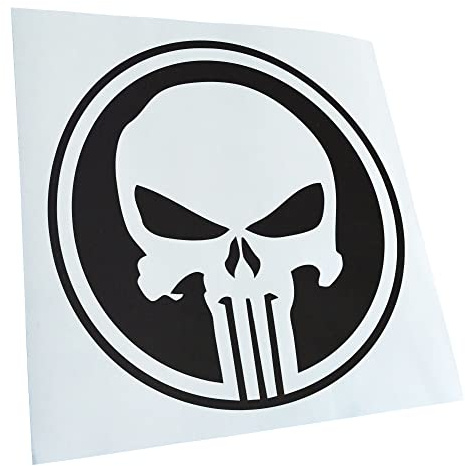 Kiwistar - Autoaufkleber - Mattschwarz - 10x10cm Punisher USA - Tank Totenkopf - Heckscheibe Auto Aufkleber wetterfest für Kfz LKW Mofa Truck - Sticker außen selbstklebend Tuning Zubehör für Fenster