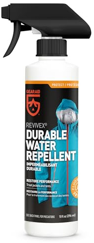 GEAR AID Revivex Durable Water Repellent (DWR) Spray for Waterproofing, Restoring Performance on Nylon Jackets, Gore-TEX, Paddle, Snow and Camping Gear, 10 oz