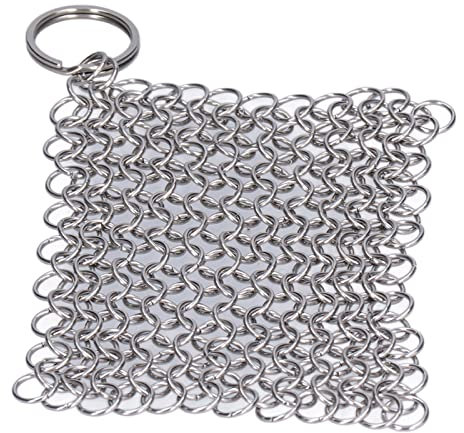 Nettoyant en fonte grattoir en acier inoxydable outil de nettoyage de cuisine grattoir en cotte de mailles pour grattoir en fonte grattoir en fonte grattoir pour poêle grattoir