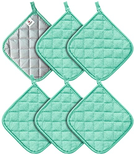 Joyhalo 6 Stück Topflappen für die Küche, hitzebeständige Topflappen-Sets, Ofen, heiße Pads, Frottee-Topflappen zum Kochen, Backen