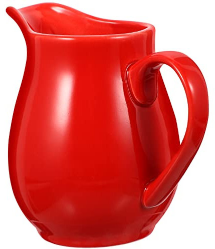 HEMOTON Gewürzbehälter Sauciere Rot Milchkännchen Keramik Klassischer Roter Milchkännchen Mit Griff Milch-Sauciere Sirupkrug -Gong-Fu Teekrug Für Saucen Salat Milch Kaffeeweißer