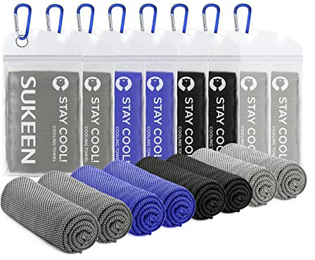 Kühlhandtuch Kühlendes Handtuch Kühltuch für Sofortige Kühlung mit 4 Wasserdichten Beuteln Mikrofaser Sporthandtuch für Fitness Camping Wandern Yoga Golf Reisen