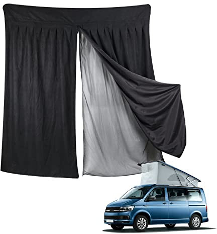 HAMON Puerta lateral para coche, mosquitera de repuesto para VW T6, exterior, camping, coche, red antimosquitos, red magnética, malla negra, antiinsectos, red de sombreado