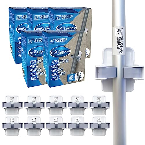 Wall Mop Broom Holder (10 Holders) Mop and Broom Holder Wall Mounted Brush Self Adhesive for Easy Storage of Dustpans and Tools - Wall Mounted Gripper