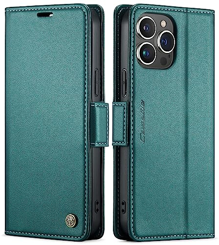 QLTYPRI Wallet Case for iPhone 15 Pro Max, Premium PU Leather Magnetic Flip Folio Case with RFID Blocking Card Slots Kickstand Shockproof Protective Phone Case Cover for iPhone 15 Pro Max - Green