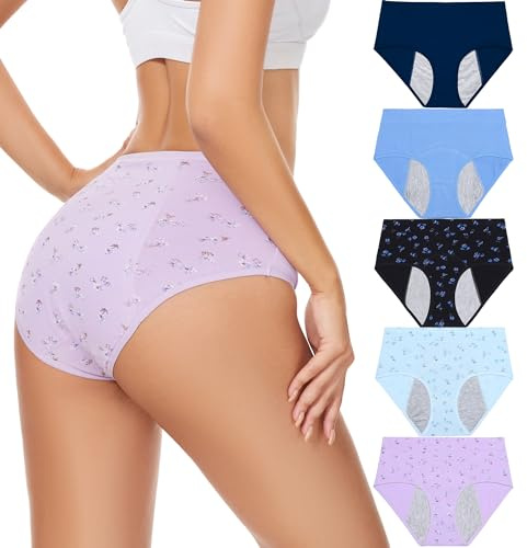 HATSURE Period Underwear for Women Leak Proof Cotton Overnight Menstrual Panties Briefs Multipack (X-Large)