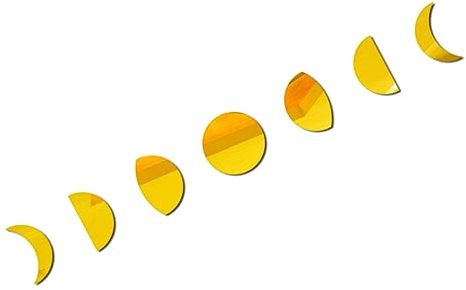 Cabilock Zubehör 1 Satz Wandaufkleber Mondspiegel Wände Klebstoff Mond Spiegel Ästhetische Mond Phase Wand Aufkleber Crescent Mond Spiegel Gold Leben Rahmen Bad Bilden Acryl Hängend