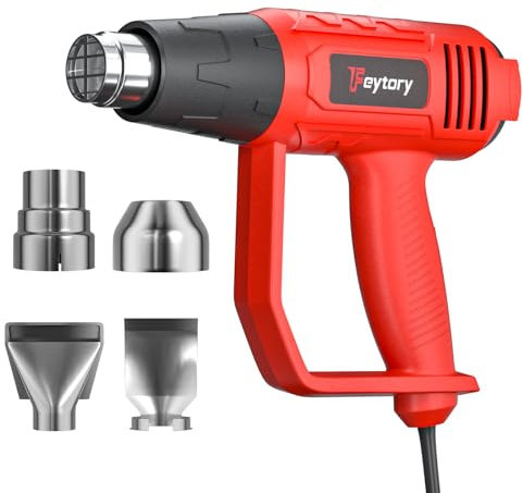 Heat Gun, 2000W Professional Hot Air Gun Kit Dual Temperature Settings Double Heating Wire 60℃-600℃ Fast Heat,Overload Protection,4Nozzles for Paint Stripping, Car Film,Shrinking PVC,Crafts