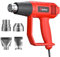 Heat Gun, 2000W Professional Hot Air Gun Kit Dual Temperature Settings Double Heating Wire 60℃-600℃ Fast Heat,Overload Protection,4Nozzles for Paint Stripping, Car Film,Shrinking PVC,Crafts