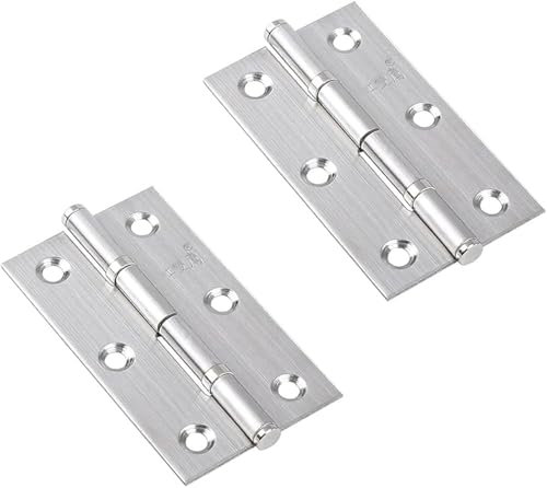 WARESHARK Door Hinges 2.5 62mm 1 Pair Pack of 2 with Screws Polished Silver Finish Butt Hinge [62mm x 34mm x 1mm]
