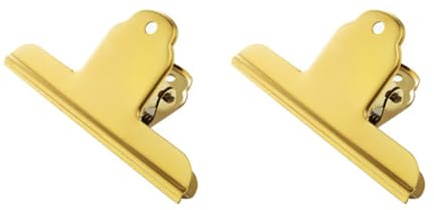 2Pcs Large Bulldog Clip, 100mm Stainless Steel Binder Paper Clamps Metal Hinge Clips for Home Kitchen Office School (Gold)