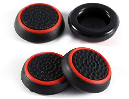 Tappi di ricambio per joystick, impugnature per pollice del controller, 4 pezzi, in silicone, per PS3, PS4, Xbox (rosso)