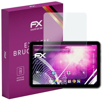 atFoliX Glasfolie kompatibel mit Peaq PET 1008-F464E Displayfolie, 9H Hybrid-Glass FX Schutzpanzer Folie