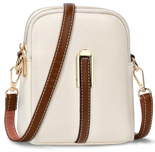 TEUEN Petit Sacoche Telephone Portable Femmes, Portefeuille Sac à Bandoulière en Cuir Crossbody Sac de téléphone Portable avec Bandoulière Réglable Mini Étui Pochette Sacoche