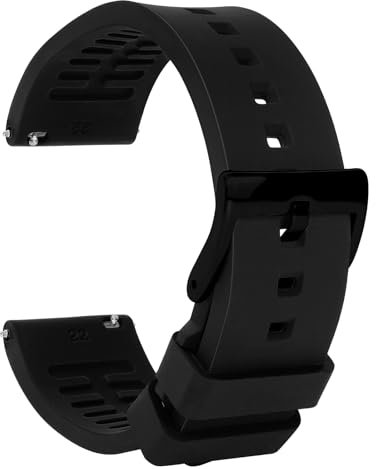 TStrap Silicone Watch Strap 18mm - Black Quick Release Watch Band for Mens Womens - Military Waterproof Smart Watches Bracelet Replacement with Clasp Ladies - 18mm 19mm 20mm 21mm 22mm 24mm