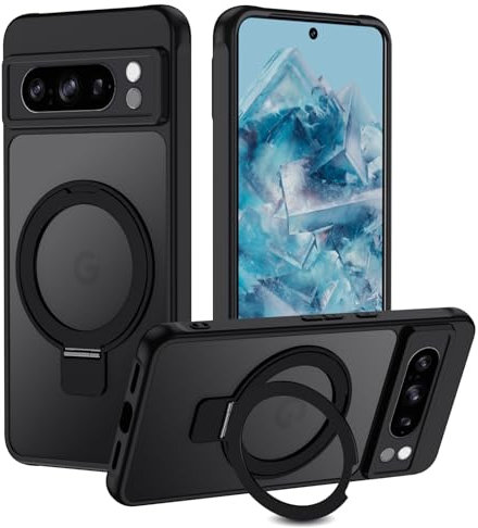 KetteTech Coque Magnétique pour Google Pixel 8 Pro [Support Invisible] Compatible avec MagSafe, Etui Translucide Mat Arrière Housse, Antichoc Dos Anti Rayures Case -Noir
