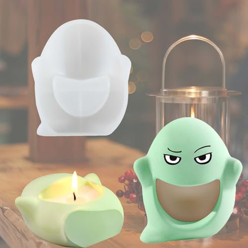 TREABEAR Moule à bougie fantôme Halloween, moules en silicone pour plâtre, moules en silicone pour bougies, moules à bougies bricolage, moules en silicone pour Halloween, moules à craie