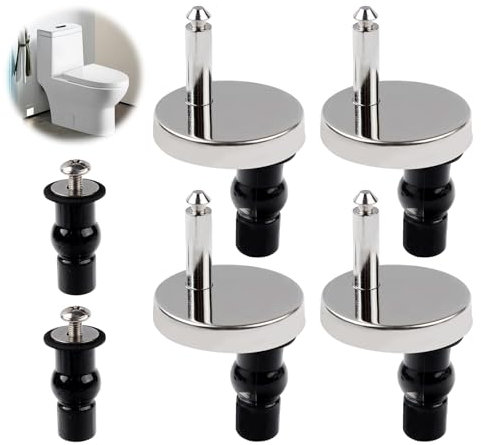 4 Pack Quick Release Toilet Seat Fixings, Universal Toilet Seat Hinge Fittings Replacements, Toilet Seat Hinges for WC Toilet Blind Holes with 2 Pcs Screw Kit