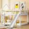 KOMHTOM Lit Superposé Cabane en Bois avec Toboggan et Échelle, Clôture de Sécurité, Support à Lattes, Cadre de Lit pour Chambres à Coucher, Pin (Sans Matelas) (Blanc)