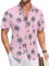 COOFANDY Chemise Hawaïenne à Manches Courtes pour Hommes - Taille L - Cocotier Rose - Décontracté - À Fleurs - Pour Vacances et Plage