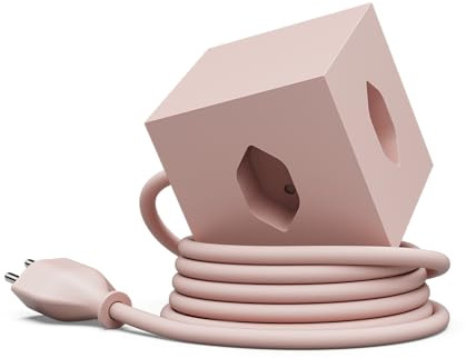 Avolt Square 1 Schweizer Steckdosenwürfel CH Typ J, 2 USB-C 30W, 1,8m Kabel | Schweizer Stecker Typ J für Steckdosen in der Schweiz. Magnetfuß, Mehrfachsteckdose rosa, 2 USB-C 30W, Design Würfel