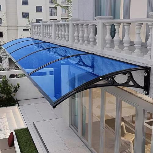 Outdoor Patio Door Canopy Awning for Sun Shade and Rain Protection Blue Small