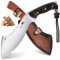 SMITH CHU Outdoor Messer Feststehende Klinge mit Scheide, Full Tang Survival messer mit Holzgriff, Großes Gürtelmesser, 9Cr18MoV Stahl Scharfes Jagdmesser, Geschenk für Männer