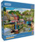 Gibsons River Retreat Puzzle, 500 Teile, schönes buntes Kunstwerk, Kanalboote, nostalgisch, nachhaltig, für Erwachsene, Teenager, hochwertiges 100% recyceltes Brett, tolles Geschenk | Gibsons Games
