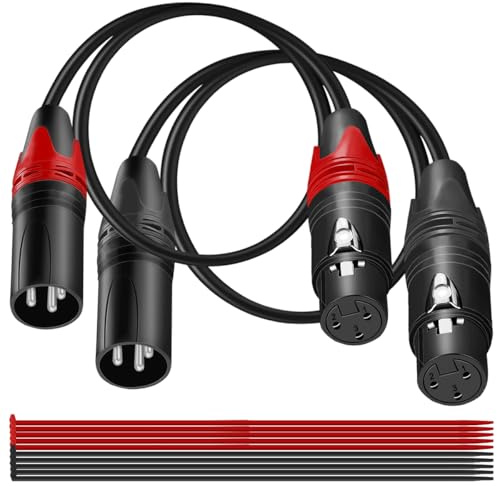 MKBKLLJY 2 Stück 6,35 mm TRS-Buchse auf XLR-Stecker symmetrischer 6,35-mm-Stecker auf 3-poligen Stecker Adapter selbstsicherndes Metallgehäuse, für Gitarrenlautsprecher (4,35 m)
